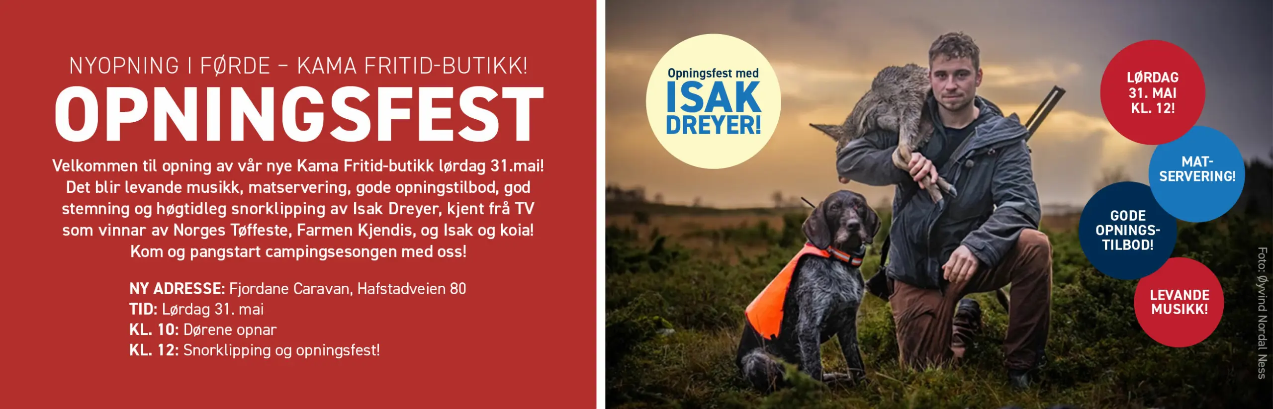 Velkommen til opning av vår nye Kama Fritid-butikk lørdag 31. mai 2025!